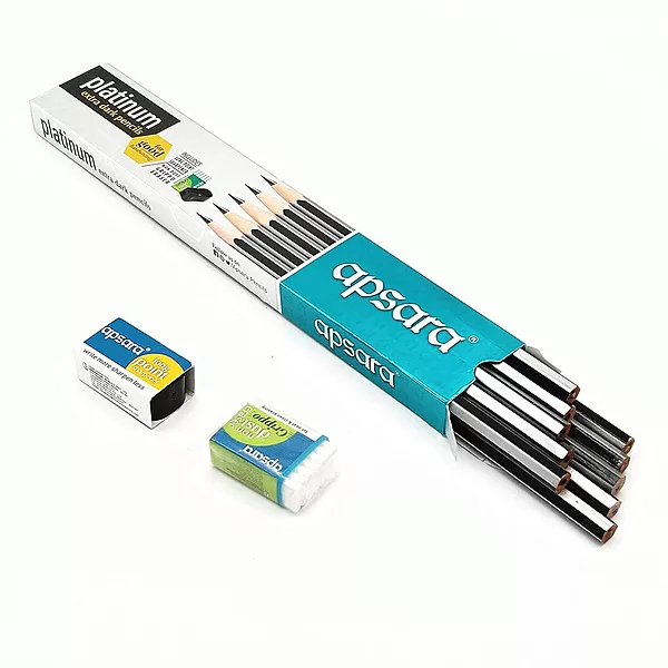 APSARA PLATINUM EXTA DARK PENCIL 10PIECES+1SHARPENER+1EARASER