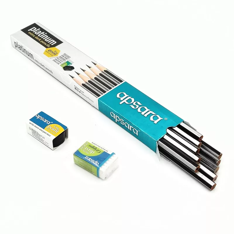 APSARA PLATINUM EXTA DARK PENCIL 10PIECES+1SHARPENER+1EARASER