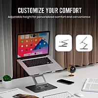 Portronics K11 Pro Laptop Stand – Silver, 360° Rotation, Adjustable & Ergonomic