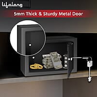 Lifelong Home Safe Locker with Key for Home, 8.6 Litre Capacity, 3 Live Bolts, 5mm Sturdy Metal Door