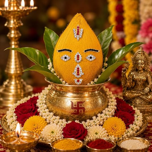 God Ornament Gold Plated Stone - Eye, Eye brow, Thilak Laxmi Narayan Face Alankaram Goddess varalakshmi Pooja