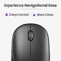 Ambrane Wireless Mouse, 1600 DPI, Silent Click, 2.4GHz with USB Dongle, 10M Range, Optical Orientation, Click Wheel, Instant connectivity, Ergonomic Design for All Day Comfort