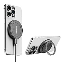 Ambrane 15W MagSafe Wireless Charger & Mobile Stand Lightweight & Foldable for iPhone 15/15 Plus/15 Pro/15 Pro Max, iPhone 12/13/14 Series & Other Qi Devices + Magnetic Ring