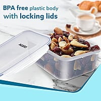 AGARO Airtight Container, Food Storage Container With Lid Rectangular Plastic Body, BPA Free, 1.5L, Pack of 3