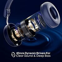 Blaupunkt BH51 ANC Moksha Bluetooth Wireless On Ear Headphones with 32 Hrs* Long Playtime I 25dB Active Noise Cancellation I 40MM Drivers I HD Sound I Built in Mic I TurboVolt Fast Charging