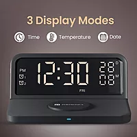 Portronics Freedom 4E 15W Wireless Charger – Dual Alarm Clock | Fabric Pad | iPhone 12–17