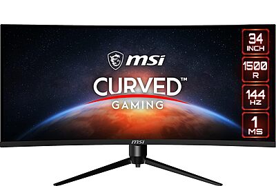 MSI 34-Inch UWQHD 144Hz Curved Gaming Monitor, 1ms Response Time, Adaptive Sync, MAG342CQR