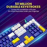 Portronics K2 Mechanical Gaming Keyboard – 20+ RGB Multi-Color Backlight | Red Linear Switches | Anti-Ghosting Keys | Customizable LED Modes | Full-Size | 1.5m USB Cable | Blue