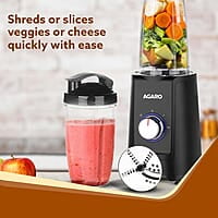 AGARO Regency Multifunctional Blender with Slicer, 250W, 100% Copper Motor, 2 Variable Speed Modes & Pulse Mode, Stainless Steel Blades, Chopper, Multipurpose Jar, slicer, Black