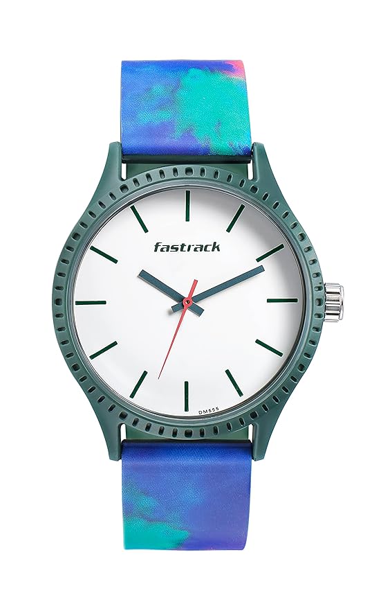 Fastrack Mens Tie & Dye Quartz Analog White Dial Silicone Strap Watch