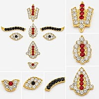 God Ornament Gold Plated Stone - Eye, Eye brow, Thilak Laxmi Narayan Face Alankaram Goddess varalakshmi Pooja