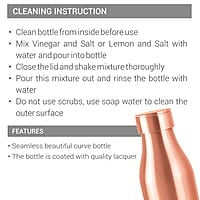 MILTON Copper Charge 750 Water Bottle, 770 ml Lacquer Coating, Curved bottle