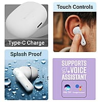 ZEBRONICS Beetles in-Ear Wireless Earbuds, Bluetooth v5.4, 22* Hours Backup, Environmental Noise Cancellation, Gaming Mode, Touch Control, Voice Assistant Support