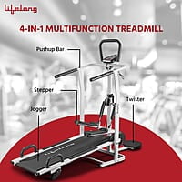 Lifelong LLTM144 Manual Multifunction 4 in 1 Treadmill (Jogger, Twister, Stepper and Push-up bar)