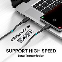 Portronics Link C Square – 100W Type-C Cable, 1M Black, fast charging, durable design, compatible with various devices, high-speed data transfer, tangle-free, perfect for home and office use.