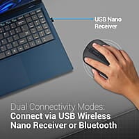 ZEBRONICS Pulse Wireless Mouse, Multi Connectivity, Dual Bluetooth, for Mac, Laptop, Computer, Tablet, 2.4GHz, 1200 DPI, Comfortable & Lightweight