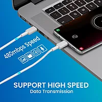 Portronics Link C Square – 60W PD Type-C Cable, 1M, fast charging, durable design, compatible with various devices, ideal for quick data transfer, tangle-free, perfect for home and office use.