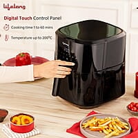 Lifelong 8L Digital Air Fryer for Home with Touch Panel & 8 Pre-Set Menus - 1500 W Electric Airfryer