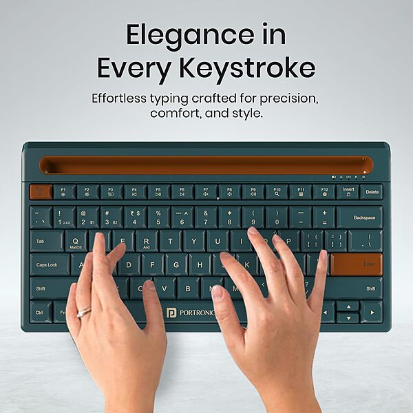 Portronics Bubble Dock 2.0 Bluetooth + Wireless Keyboard – Multimedia Keys | Green | 1 Year Warranty