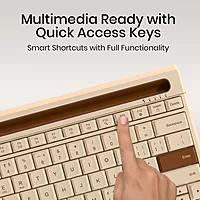 Portronics Bubble Dock 2.0 Bluetooth + Wireless Keyboard – Multimedia Keys | Beige | 1 Year Warranty
