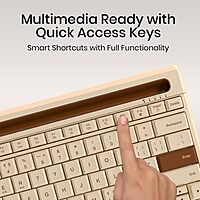 Portronics Bubble Dock 2.0 Bluetooth + Wireless Keyboard – Multimedia Keys | Beige | 1 Year Warranty