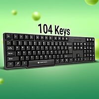 Zebronics K20 Wired Keyboard – USB, 104 Keys, ergonomic design, multimedia keys, durable build, plug and play, compatible with Windows, sleek black finish, perfect for home and office use.