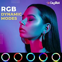 DIGITEK® (DRL-18 RGB) 18 Inch Multi-Color LED Ring Light with Remote Control & Smartphone Holder - Adjustable Color Temperature