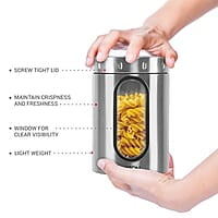 MILTON Steel Crispy 1500 Storage Jar, 1.45 Litres, Silver Light Weight Odour Proof Dishwasher Safe