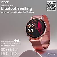 Vibez by Lifelong Luxury Smart Watch for Women - Emerald Rose Gold Smartwatch with Metal Strap, 1.39 Inch HD Display, IP67, Bluetooth Calling, 100+ Watch Faces, Health Tracker & Sports Modes