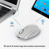 Portronics Toad III White – A stylish dual-mode wireless mouse with Bluetooth and USB connectivity. Ergonomic, lightweight, and portable design.