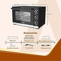 AGARO ROYAL 49 Litres Oven Toaster Griller (OTG), Motorised Rotisserie, Convection, 5 Heating Functions, 2000W, Suitable for Cake Baking.