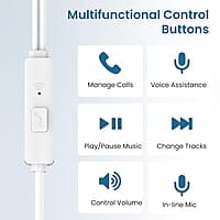 Ambrane Type-C Wired Earphones, 10Mm Bass Drivers, Inline Controls for Type C Smartphones, Iphone 15 & Laptop, 1.2M Braided Anti Tangle Wire with Mic for Clear Calling Stringz 03