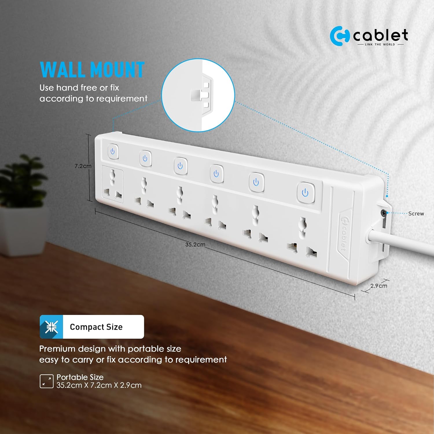 HAMMOK HALO 4+4 Power Strip – 3M, Individual Switches, Surge Protection, 8 Outlets, USB Ports, Overload Protection, Compact Design, Ideal for Home/Office, Safe and Convenient Power Solution.