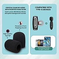 Portronics Dash 7 Omnidirectional Type C Wireless Microphone, Noise Cancellation, Plug & Play, Lapel Wireless Mic for Video Recording