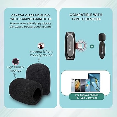 Portronics Dash 7 Omnidirectional Type C Wireless Microphone, Noise Cancellation, Plug & Play, Lapel Wireless Mic for Video Recording, Supports Type C Android, iPhone, Camera(Black) Portronics Dash 7 Omnidirectional Type C Wireless Microphone, Noise Cancellation, Plug & Play, Lapel Wireless Mic for Video Recording, Supports Type C Android, iPhone, Camera(Black)