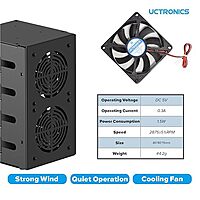 UCTRONICS Enclosure for Raspberry Pi Cluster Compatible with Pi 4B, 3B/3B+ House Up to 4 2.5? SSD, Support PoE /PoE + HAT and Switch, 2 Cooling Fans
