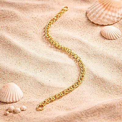 Impon Gold Plated Link Chain Bracelet for Men & Women | Classic Round Link Design Gold Finish Hand Chain | Daily Wear Jewelry