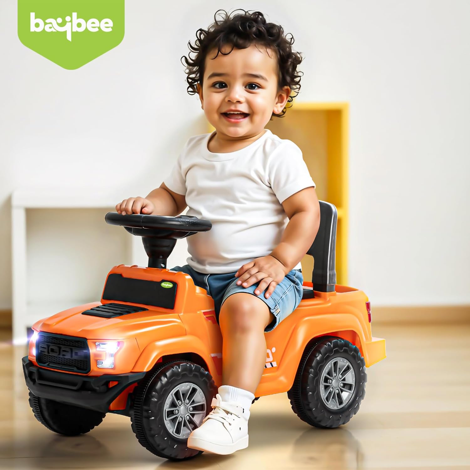Baybee Push Ride on Baby Jeep for Kids Toys with LED Light & Storage Bin-Orange Baybee Push Ride on Baby Jeep for Kids Toys with LED Light & Storage Bin-Orange