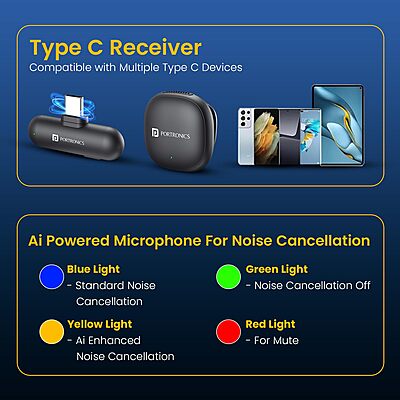 Portronics Vlogmate One is a compact AI lapel mic designed for content creators. It comes with a protective case, ensuring portability and convenience for high-quality audio recording on the go.