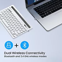 Portronics Bubble Dock Wireless Keyboard – Dual Connectivity 2.4GHz RF & Bluetooth 5.3 | Multi-Device Pairing | Built-in Tablet Holder | Rechargeable Battery