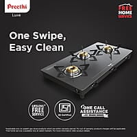 Preethi Luxe 3 Burner Glass Top Gas Stove With Driptray Less Infinity Design