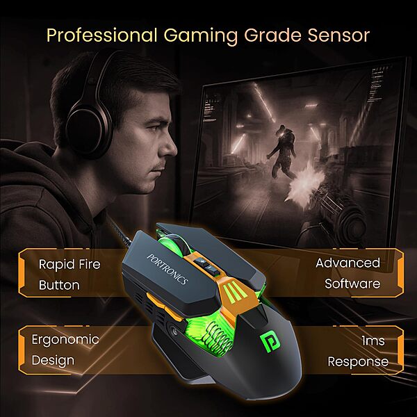 Portronics Vader 2.0 Gaming Mouse – USB Wired | Black | 1 Year Warranty