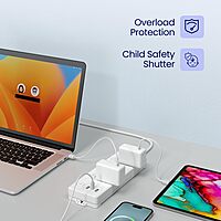 Portronics Power Plate 18 – Features 3 AC sockets, USB-A and USB-C ports, delivering up to 1500W. Ideal for charging multiple devices simultaneously, compact design for home or office use.