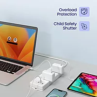 Portronics Power Plate 18 – Features 3 AC sockets, USB-A and USB-C ports, delivering up to 1500W. Ideal for charging multiple devices simultaneously, compact design for home or office use.