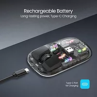 Portronics Toad 5 Mouse – Sleek, Transparent Design, Dual Wireless Connectivity, Ergonomic Shape, Long Battery Life, Ideal for Home & Office Use, Smooth Tracking, Compatible with Multiple Devices.