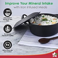 Wonderchef Forza 25 cm Cast-Iron Casserole with Lid Pre-Seasoned Cookware 4.7 L