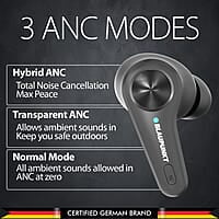 Blaupunkt Newly Launched BTW300 PLATINUM Hybrid ANC Moksha in Ear Earbuds with 42dB I 6 Mics CRISPR ENC I Blink Pair Tech I Ambient Mode Noise Cancelling I TurboVolt Fast Charging