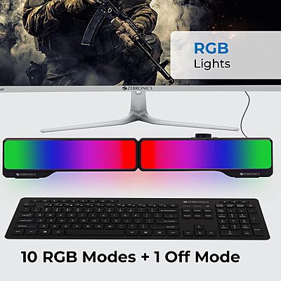 Zebronics Wonder Bar 20 – 10W RGB PC Speaker with Immersive Sound, Multiple Connectivity & Sleek Design