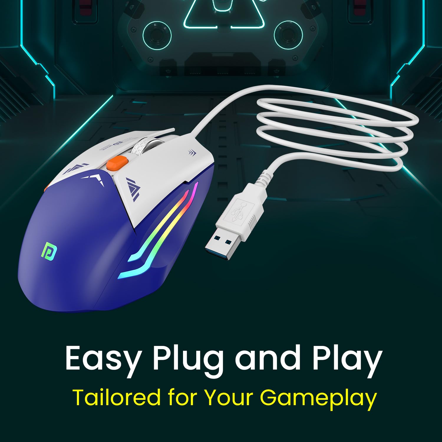 Portronics Vader Gaming Mouse – USB Wired | Blue | 1 Year Warranty