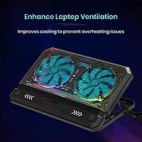 Portronics My Buddy AIR 5 Laptop Stand – Multi-Level | RGB Lighting | Cooling Fan | Black